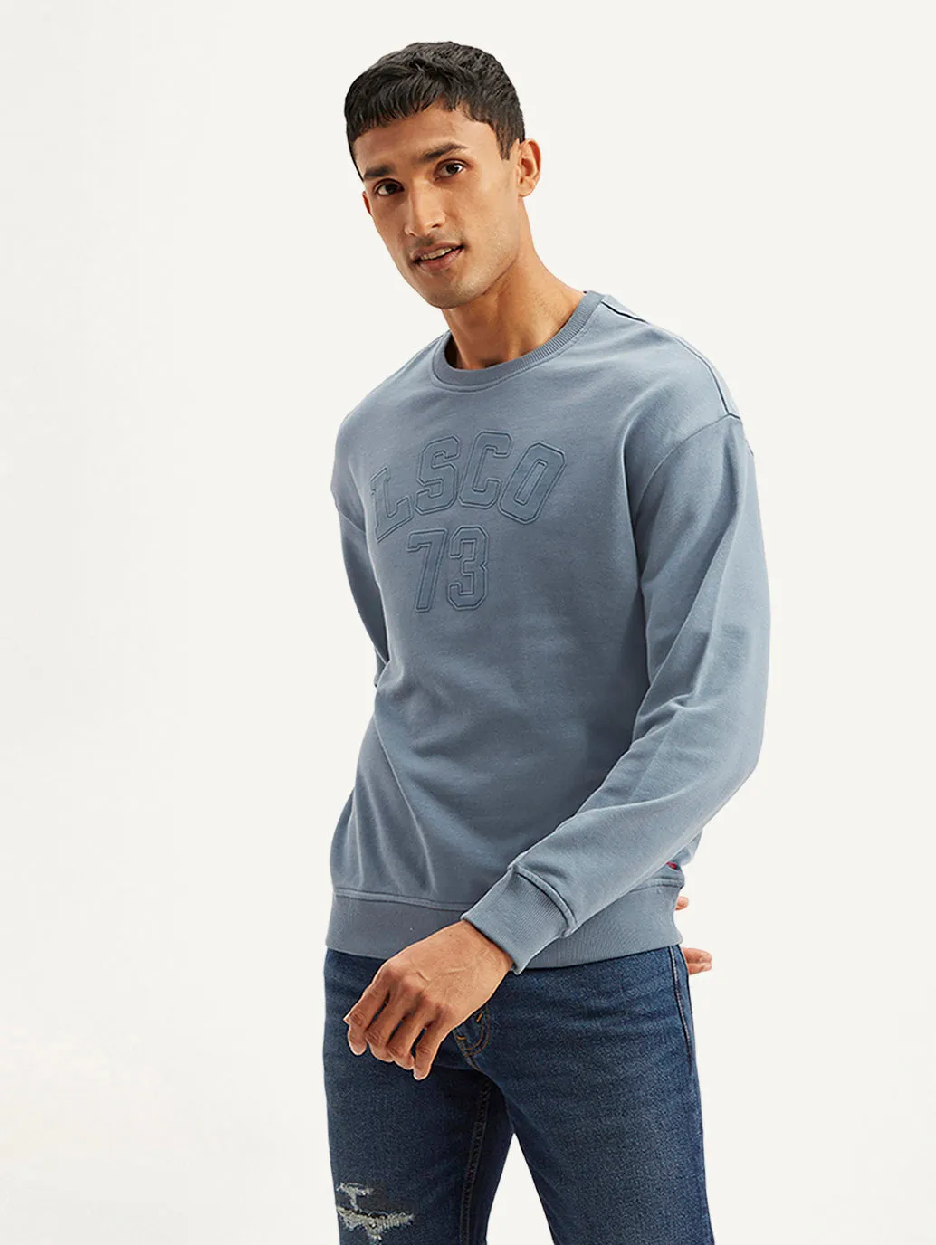 Men's Typographic Blue Crew Neck Sweatshirt LEVI'S