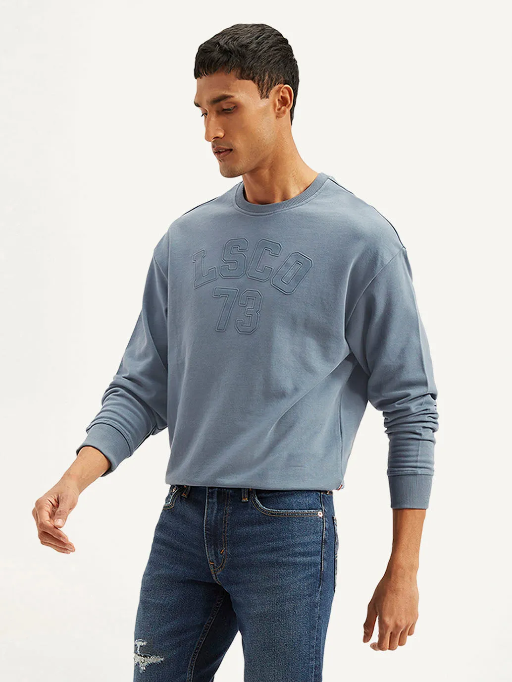 Men's Typographic Blue Crew Neck Sweatshirt LEVI'S
