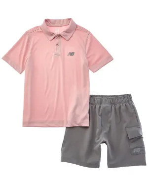 New Balance 2pc Polo Shirt & Woven Short Set