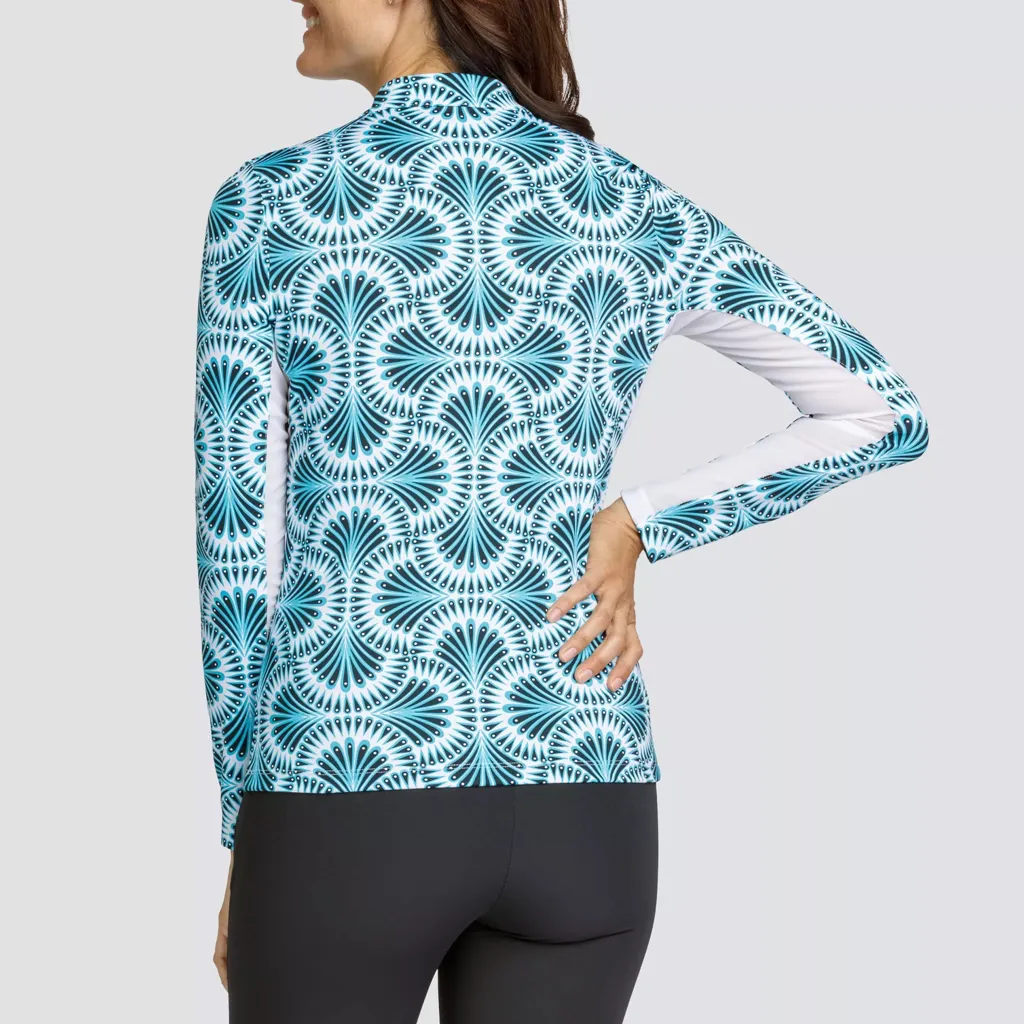 New Tail Activewear Nashla Long Sleeve Mini Mock Golf Top - Cielo MSP$105