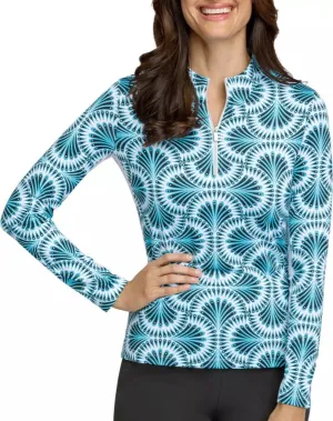 New Tail Activewear Nashla Long Sleeve Mini Mock Golf Top - Cielo MSP$105
