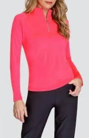 New Tail Activewear Rayne Long Sleeve Golf Top -Diva Pink Size L MSP$90