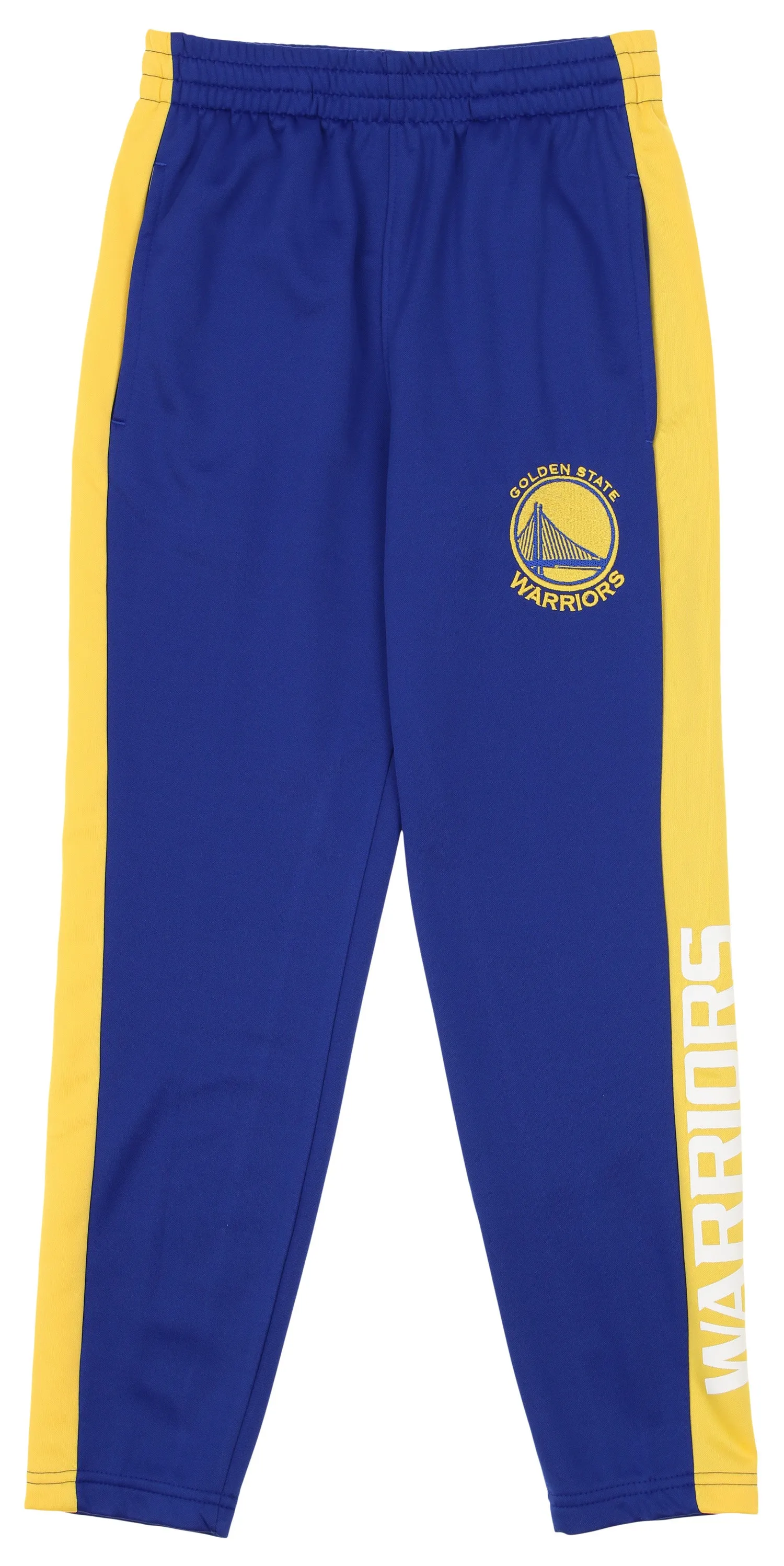 OuterStuff NBA Youth Boys Side Stripe Slim Fit Performance Pant, Golden State Warriors