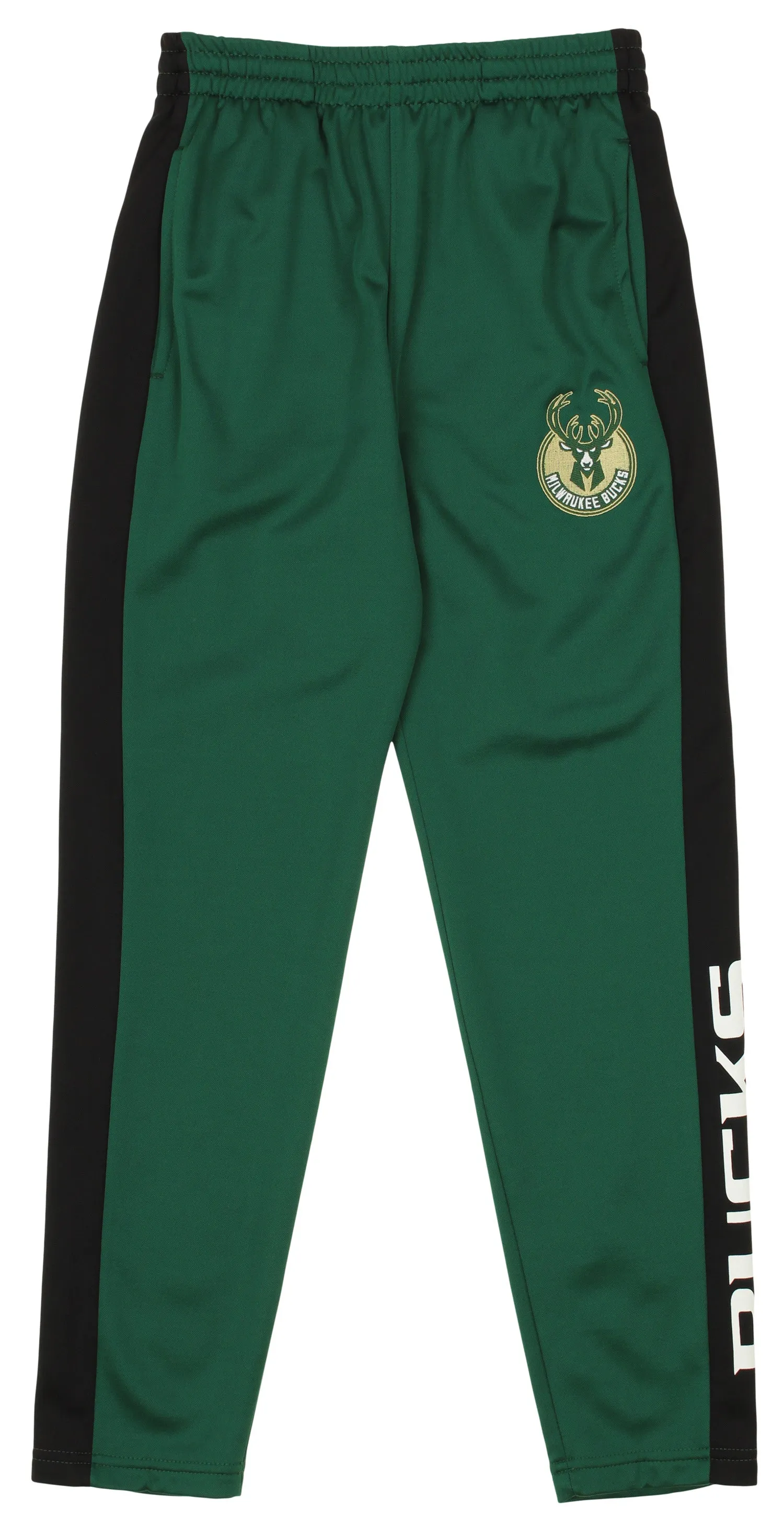 OuterStuff NBA Youth Boys Side Stripe Slim Fit Performance Pant, Milwaukee Bucks