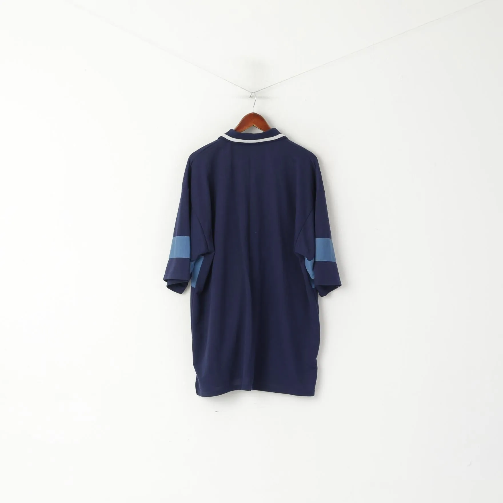 Polo Sports Men XXL Polo Shirt Navy Vintage Football Short Sleeve Retro Top