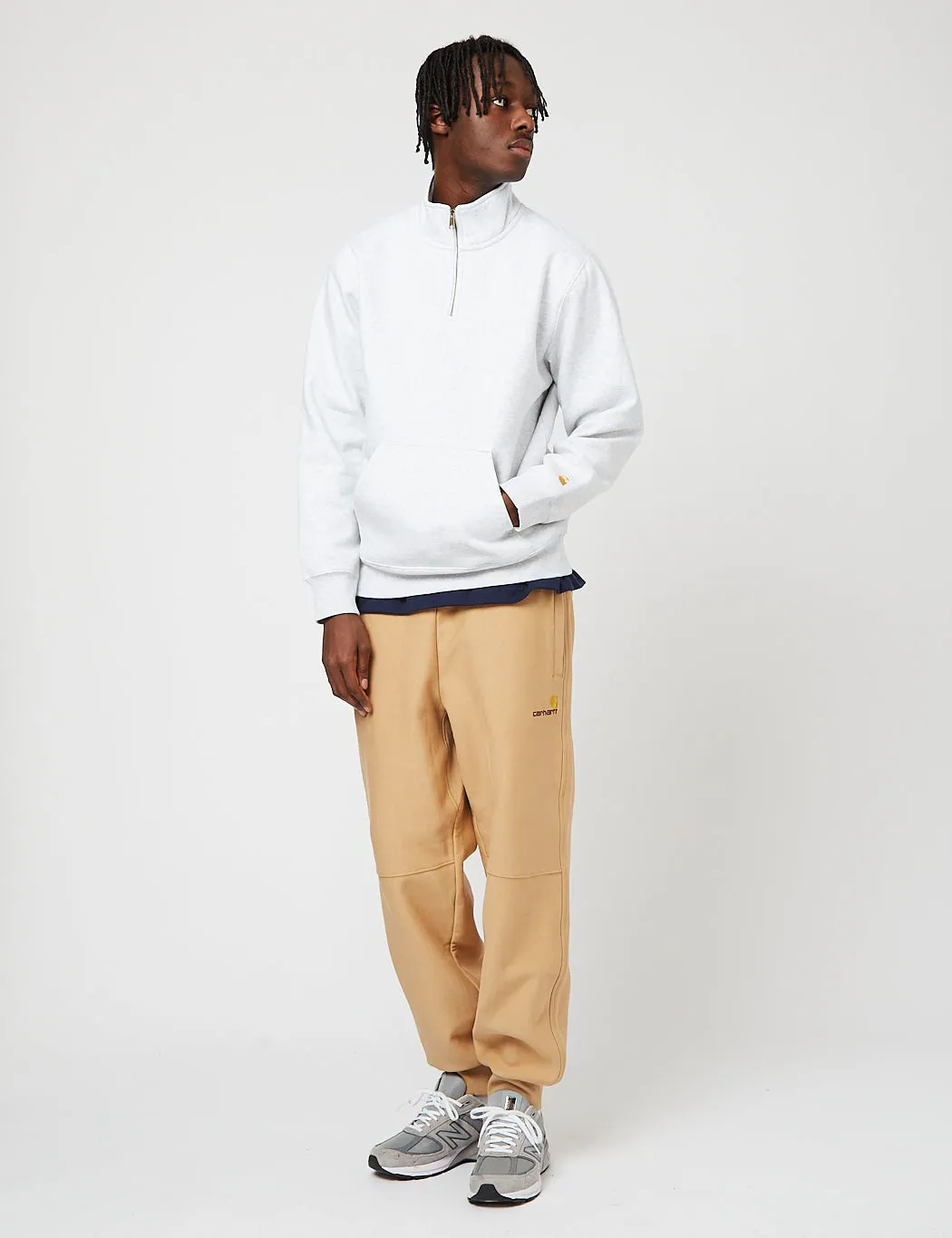 Selling Fast Carhartt-WIP Chase Neck Zip Sweatshirt - Ash Heather/Gold  Today Only!