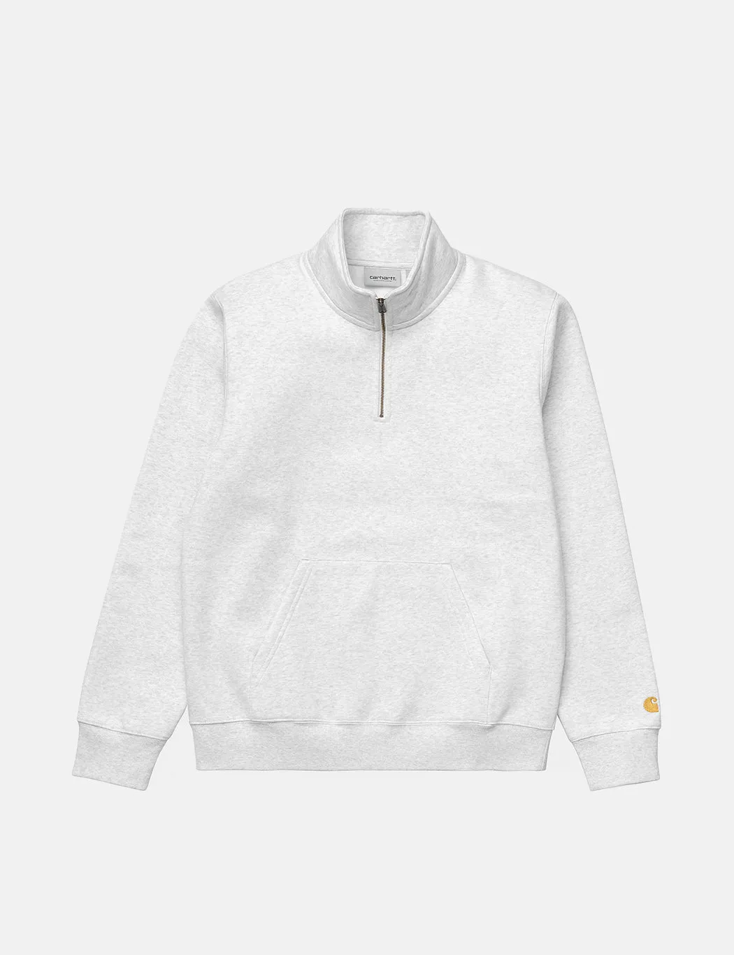 Selling Fast Carhartt-WIP Chase Neck Zip Sweatshirt - Ash Heather/Gold  Today Only!