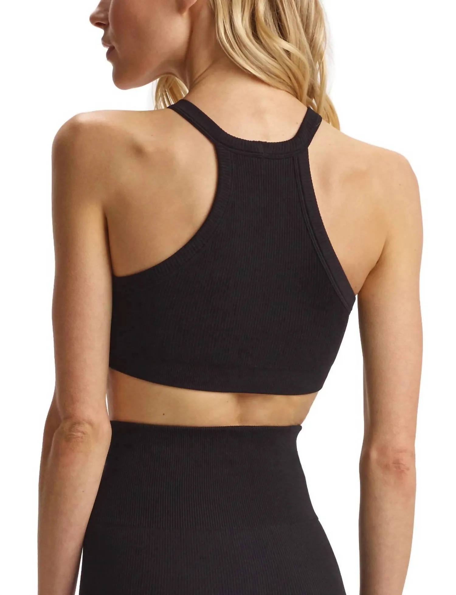 Studio Rib Racerback Bra In Black