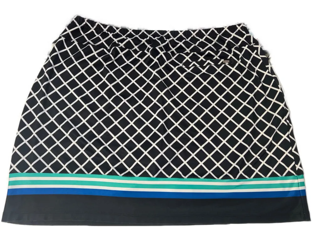 Tail Activewear Black & White Windowpane Skort with Bottom Stripes Size XL MSP$93