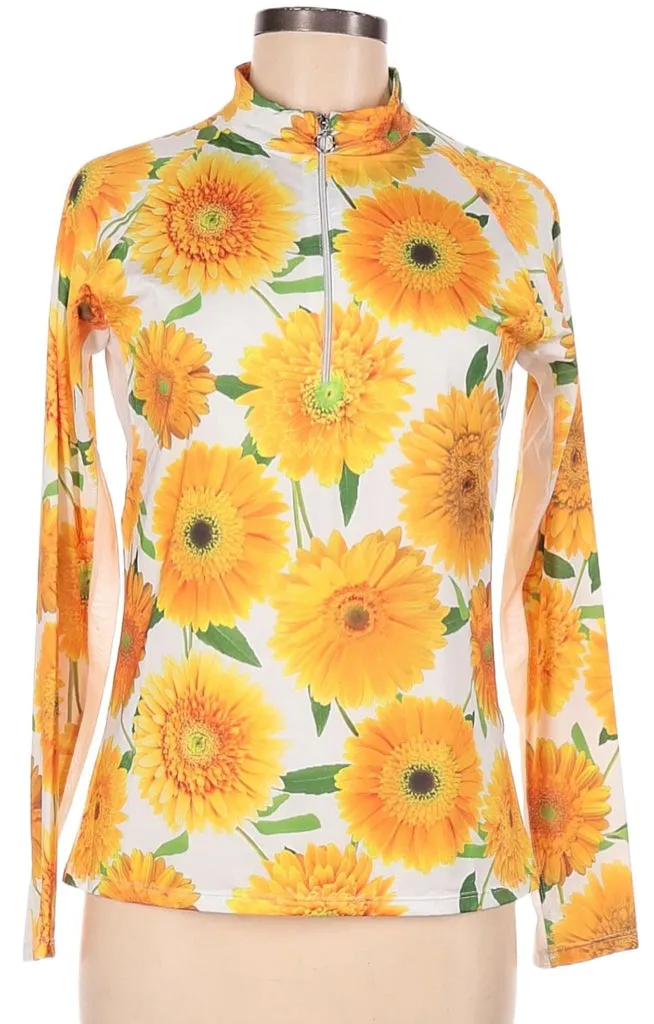 Tail Activewear Long Sleeve Sunflower Print Golf Top Size M. MSP$100