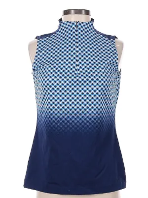 Tail Activewear Navy & White Blue Plaid Sleeveless Golf Polo Size S