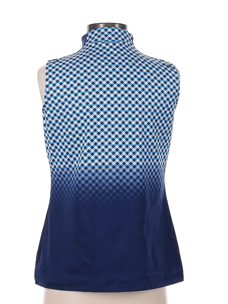 Tail Activewear Navy & White Blue Plaid Sleeveless Golf Polo Size S