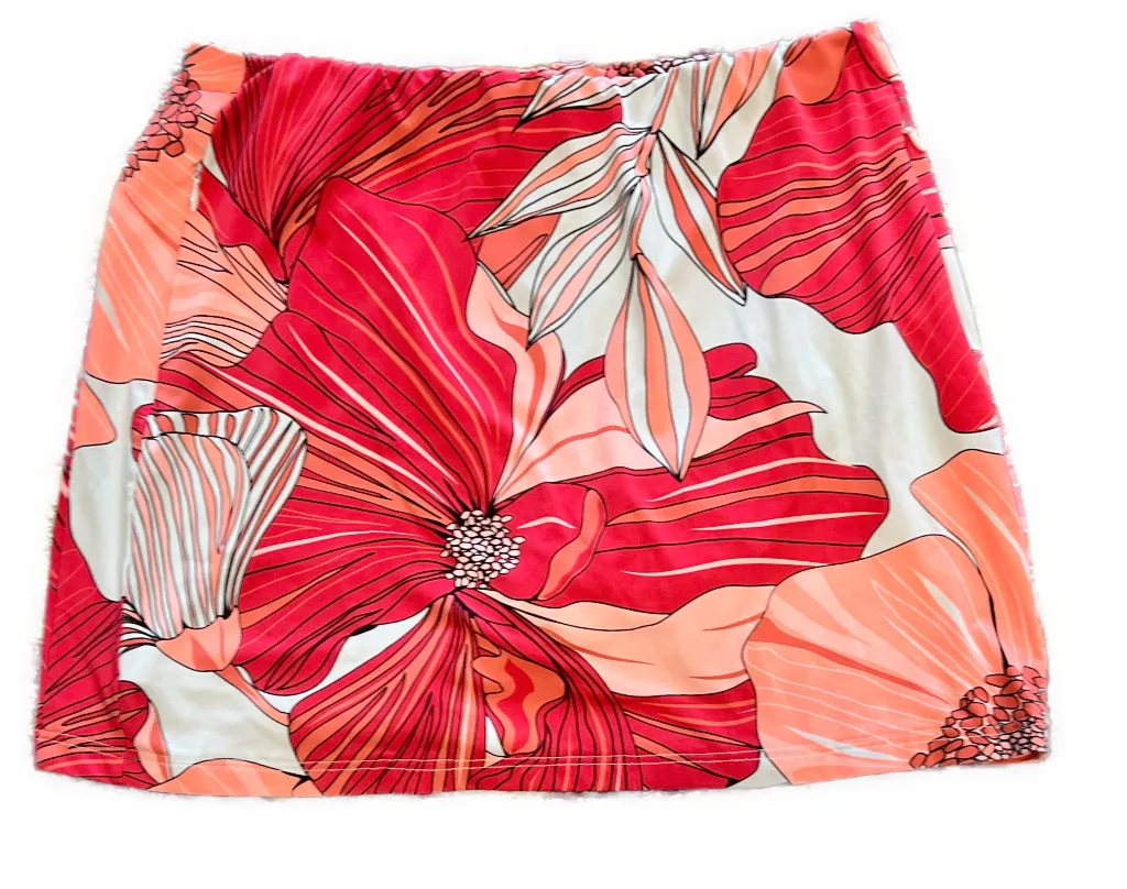 Tail Activewear Red, Coral & Peach Floral Print Golf Skort Size L MSP$93