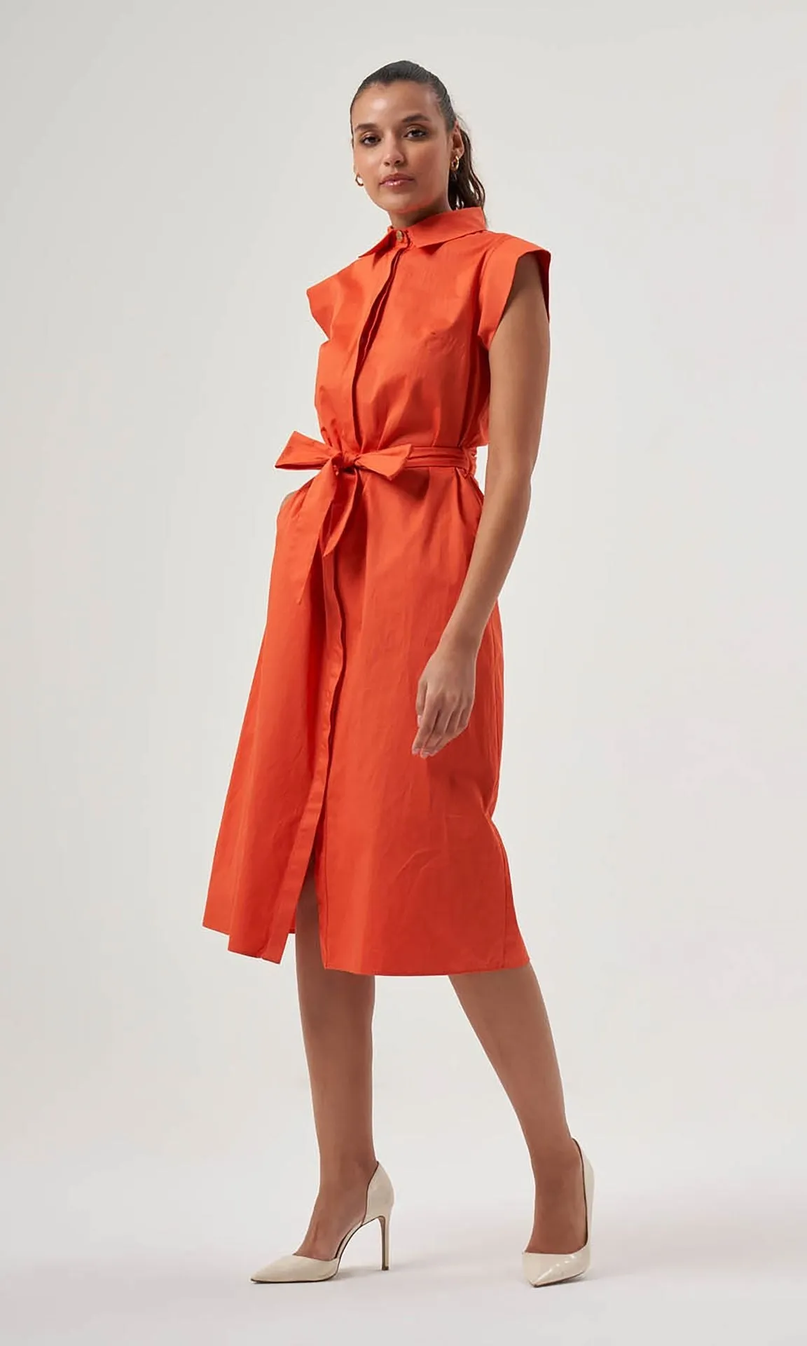 Trending Now Mzl Belted Sleevless Midi Pomegranate Flower Dress Apparel  Dont Miss Out!
