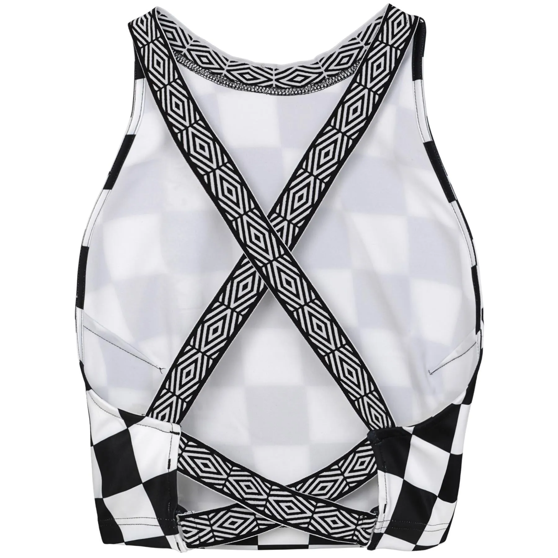 Umbro Womens Criss Cross Band Sports Bra, Black/White