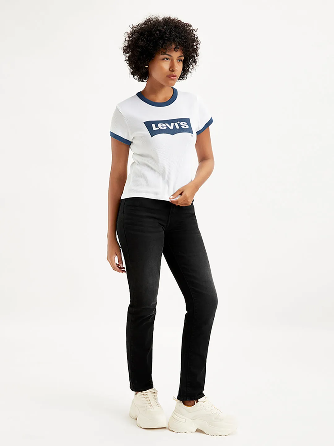 Women's 724 Black Straight Fit High Rise Jeans LEVI'S