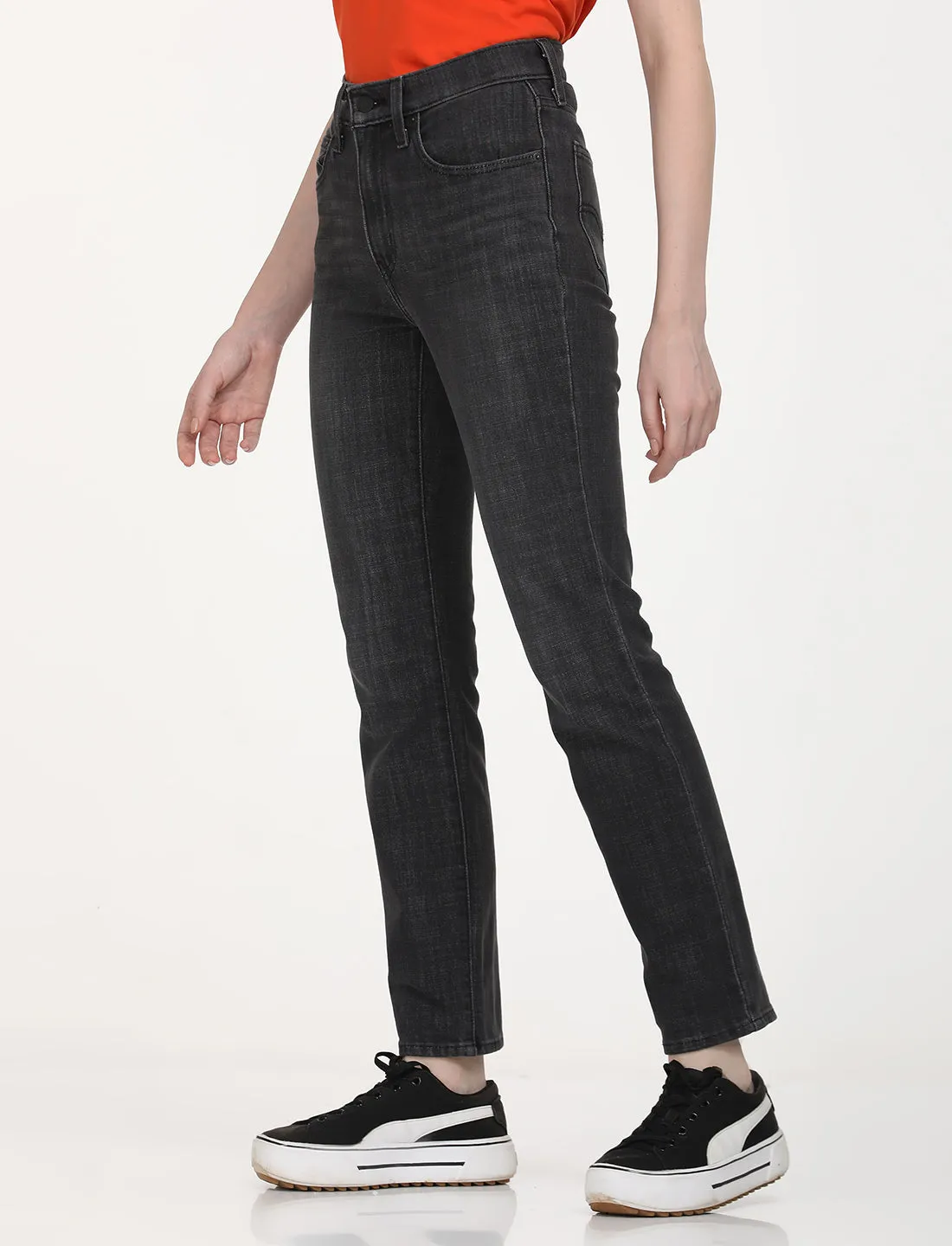 Women's 724 Black Straight Fit High Rise Jeans LEVI'S