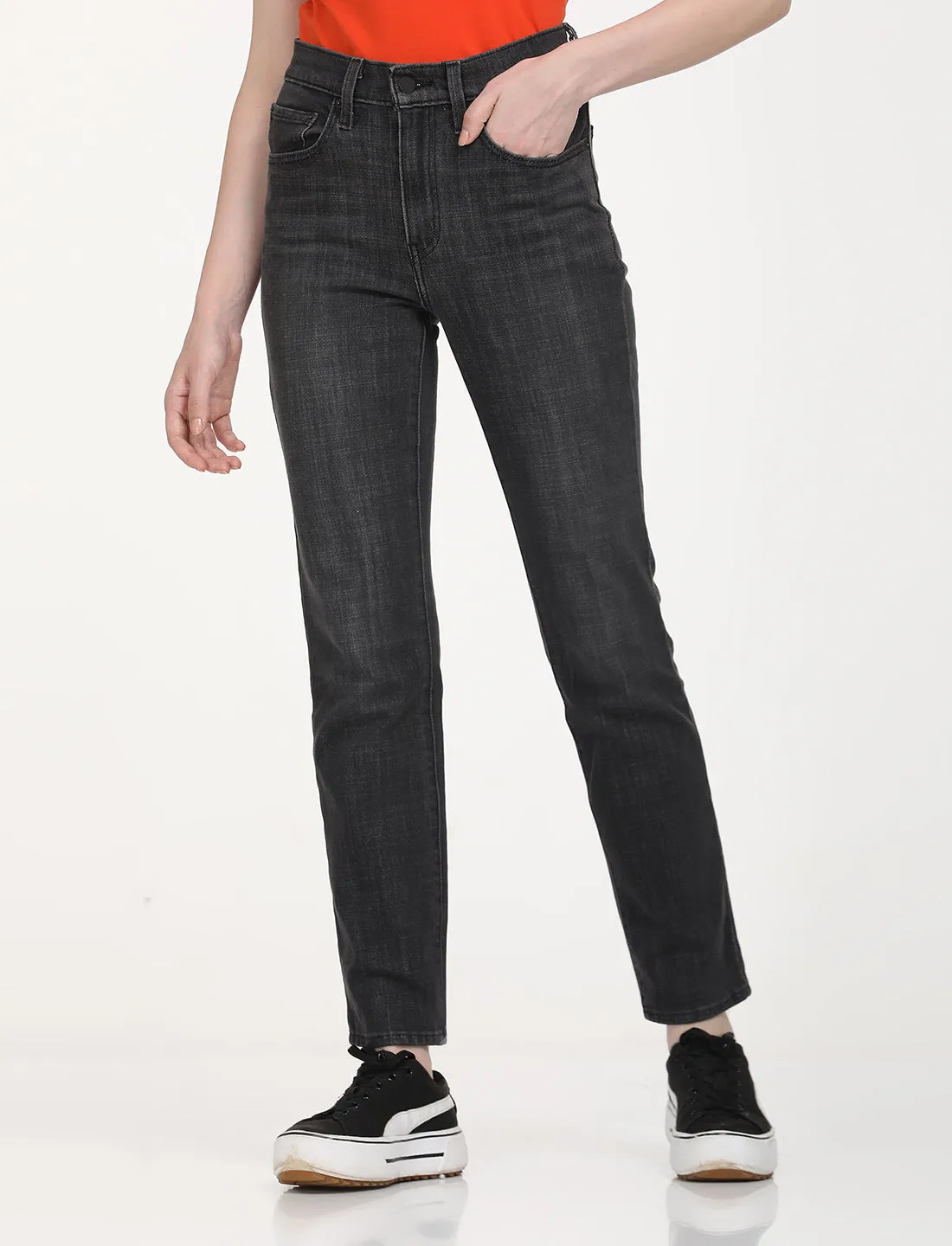Women's 724 Black Straight Fit High Rise Jeans LEVI'S