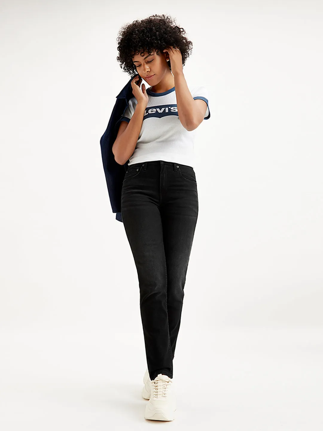 Women's 724 Black Straight Fit High Rise Jeans LEVI'S