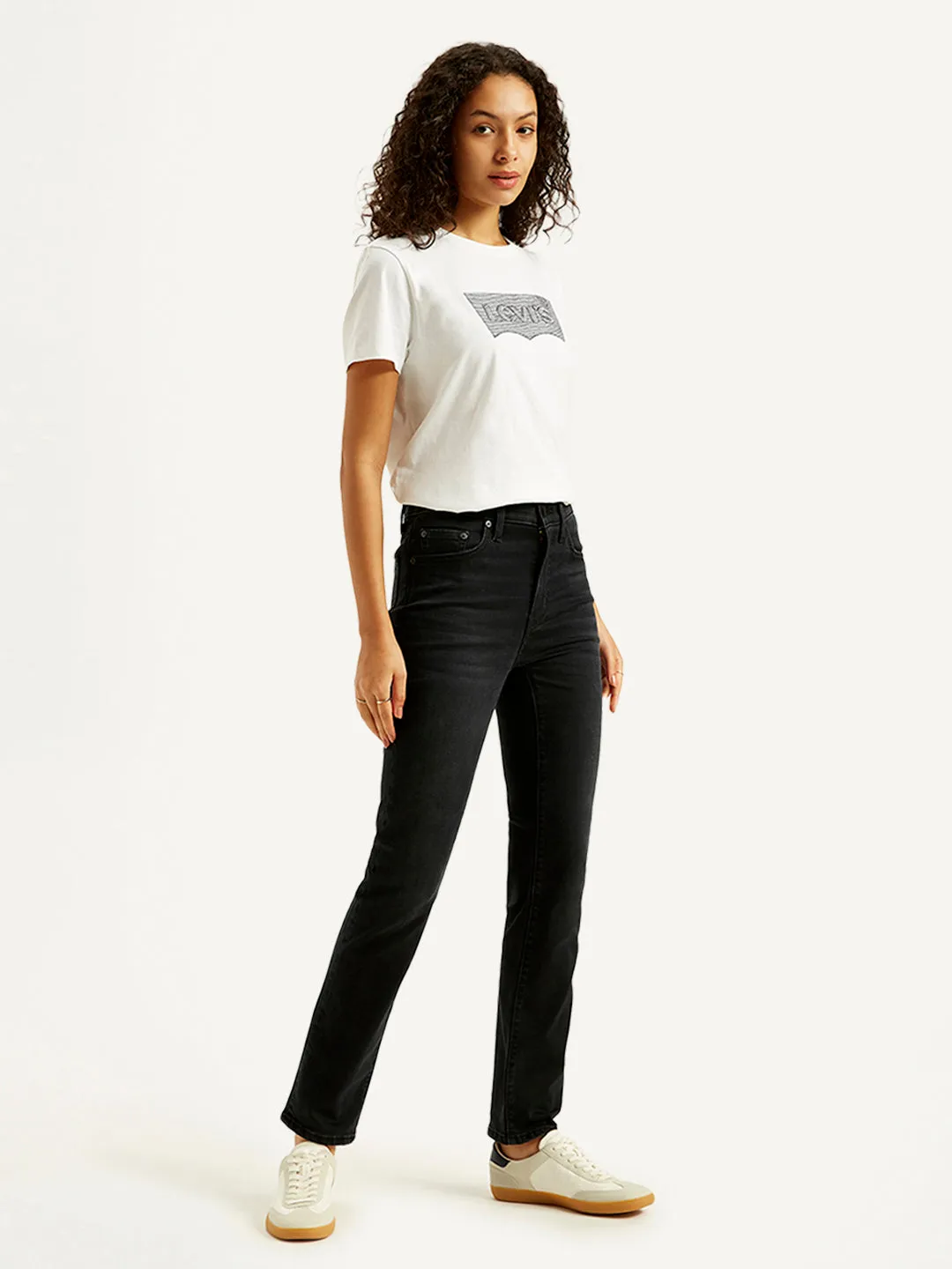 Women's 724 Black Straight Fit High Rise Jeans LEVI'S