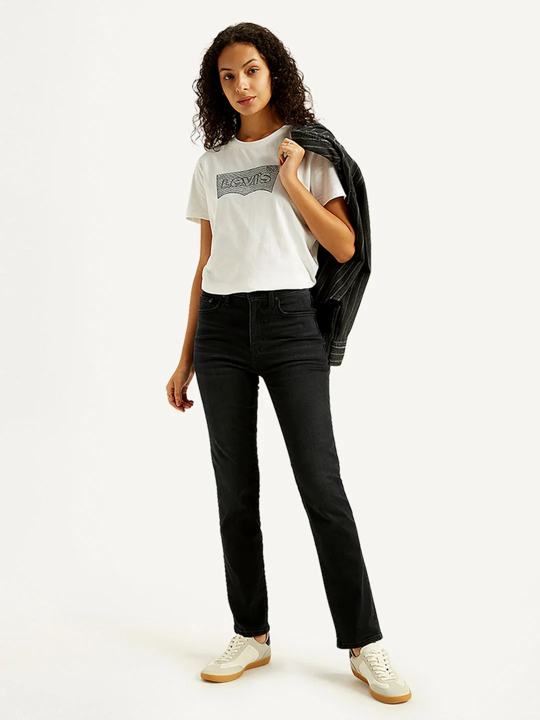 Women's 724 Black Straight Fit High Rise Jeans LEVI'S