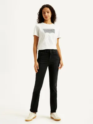 Women's 724 Black Straight Fit High Rise Jeans LEVI'S