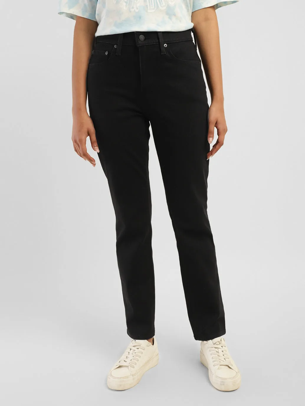 Women's 724 Black Straight Fit High Rise Jeans LEVI'S