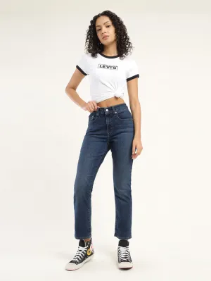 Women's 724 Blue Slim Straight Fit  High Rise Jeans LEVI'S