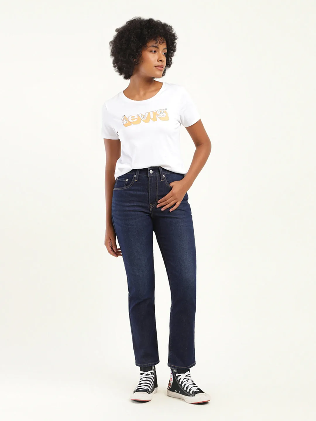 Women's 724 Blue Slim Straight Fit  High Rise Jeans LEVI'S