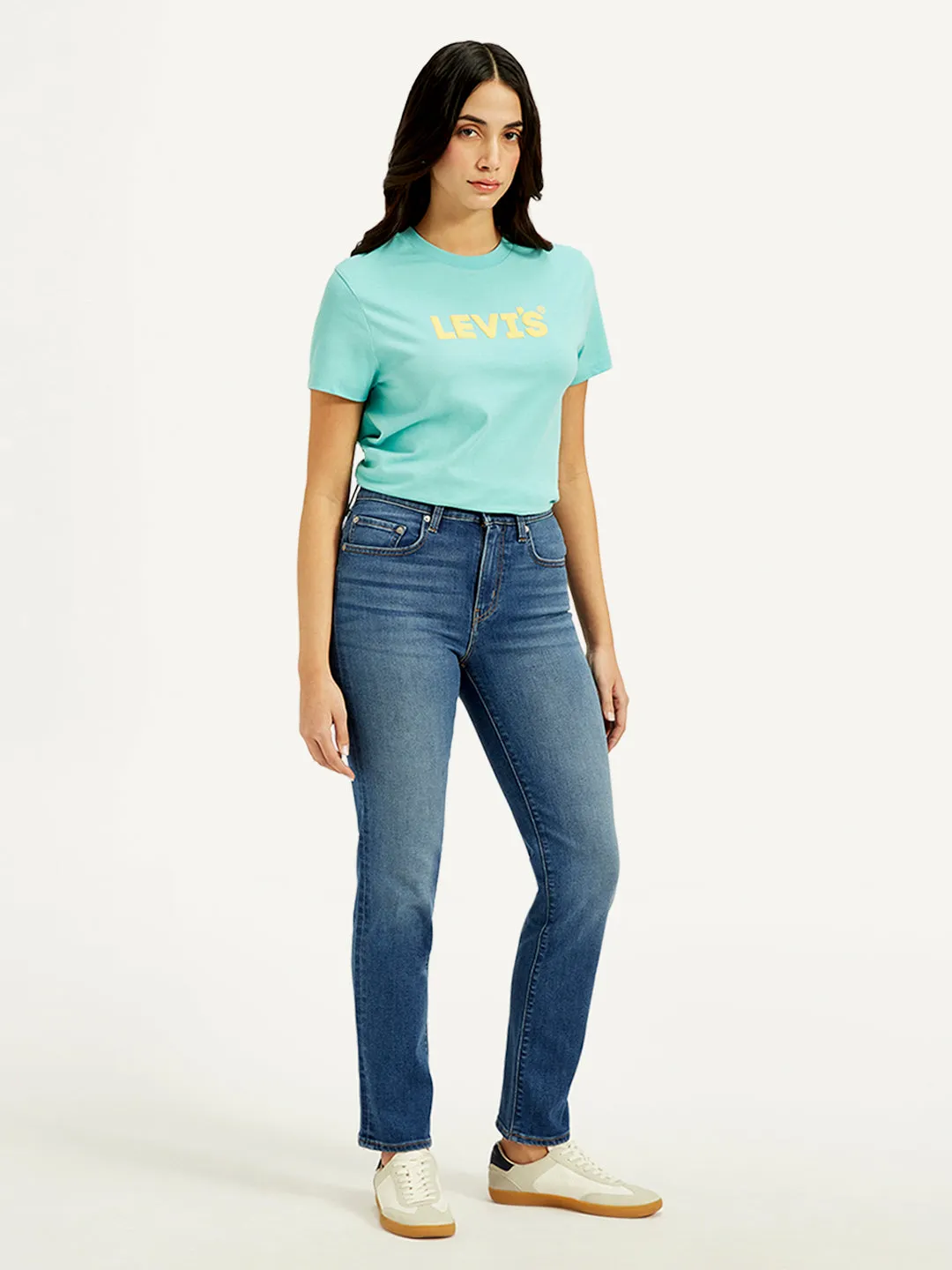Women's 724 Blue Slim Straight Fit High Rise Jeans LEVI'S