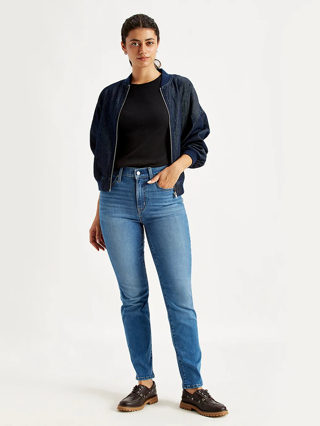 Women's 724 Blue Slim Straight Fit High Rise Jeans LEVI'S