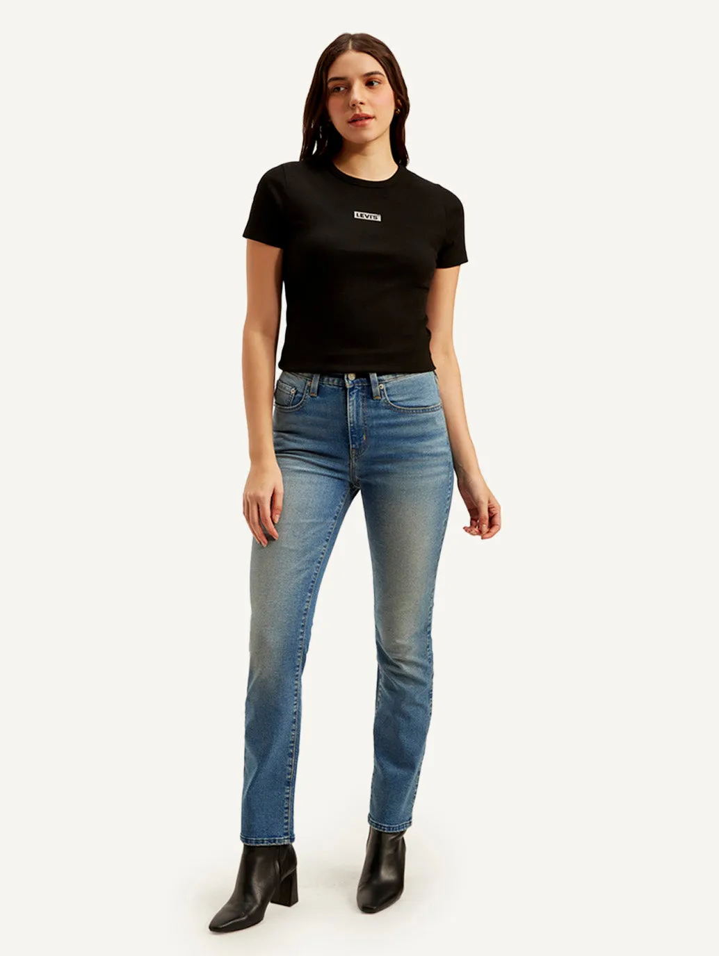 Women's 724 Blue Slim Straight Fit High Rise Jeans LEVI'S