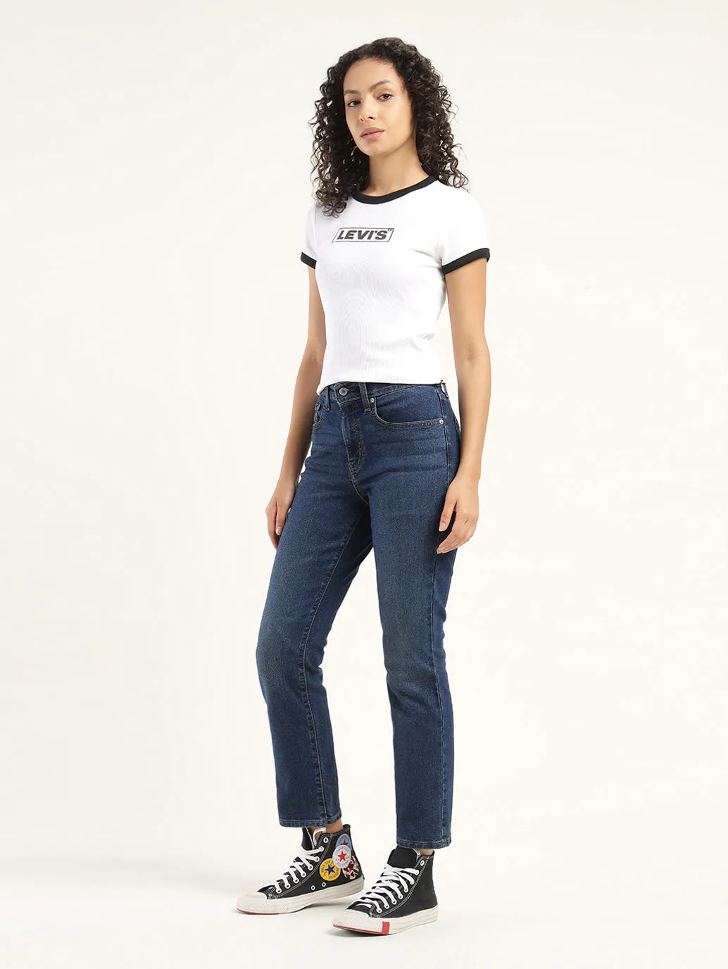 Women's 724 Blue Slim Straight Fit  High Rise Jeans LEVI'S