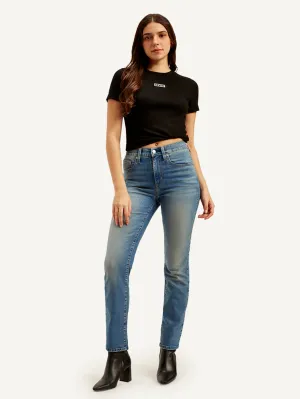 Women's 724 Blue Slim Straight Fit High Rise Jeans LEVI'S