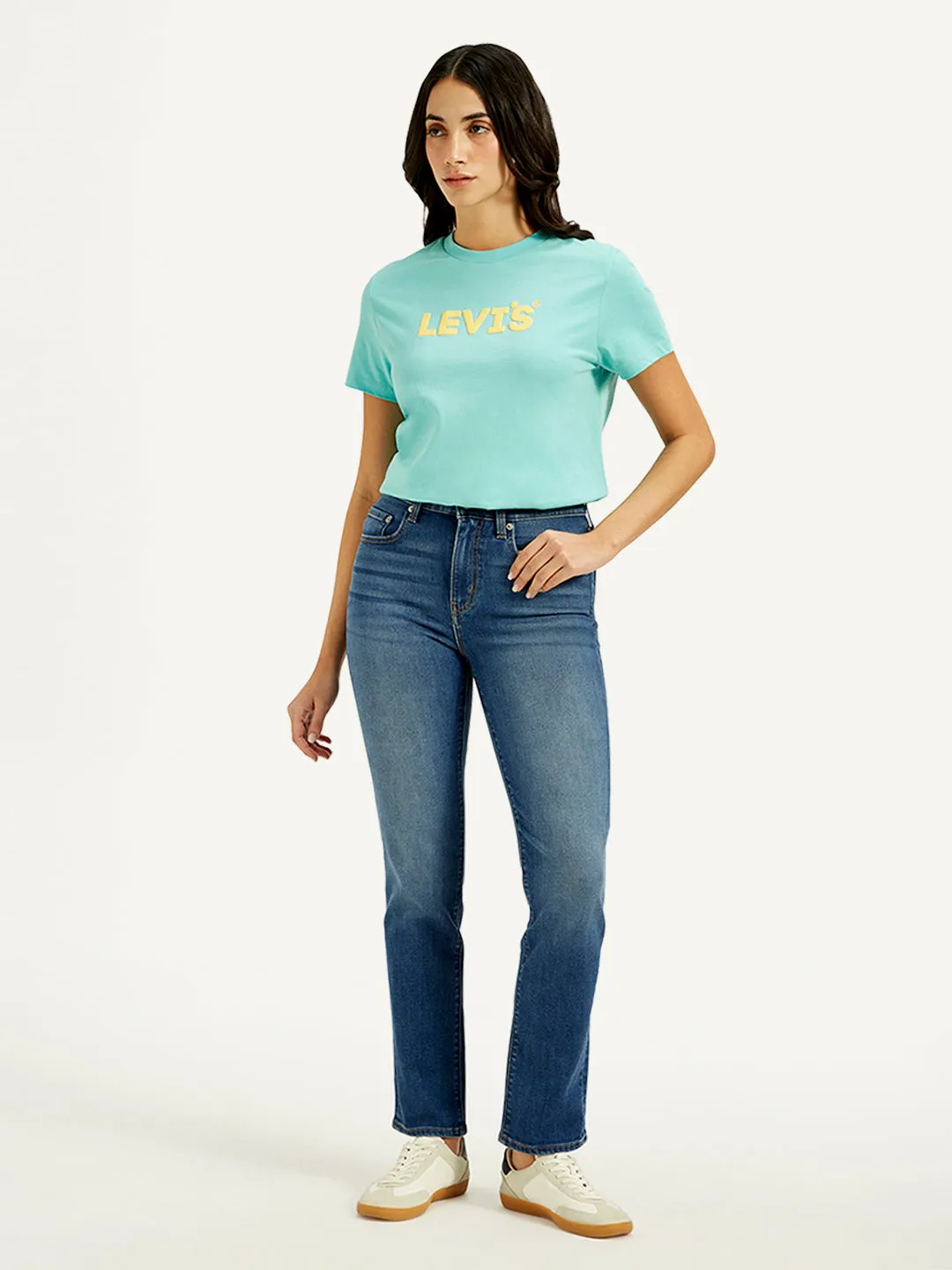 Women's 724 Blue Slim Straight Fit High Rise Jeans LEVI'S