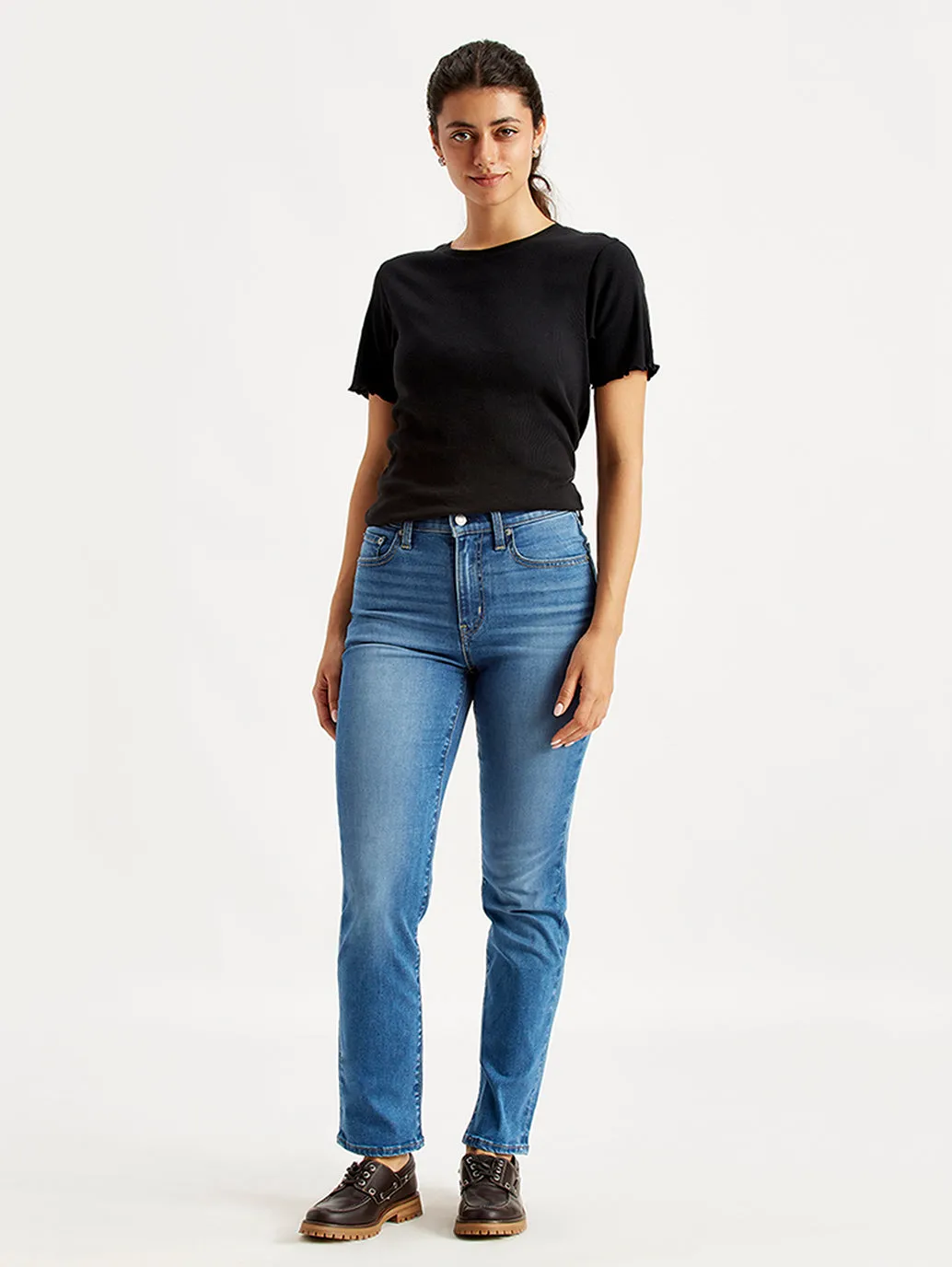 Women's 724 Blue Slim Straight Fit High Rise Jeans LEVI'S