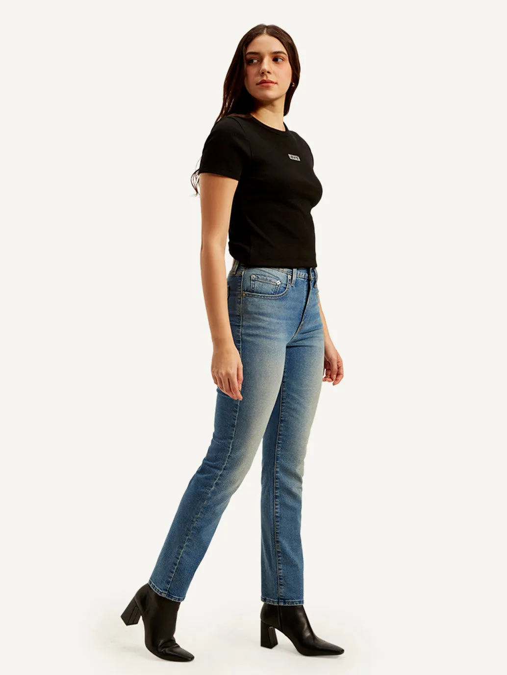 Women's 724 Blue Slim Straight Fit High Rise Jeans LEVI'S