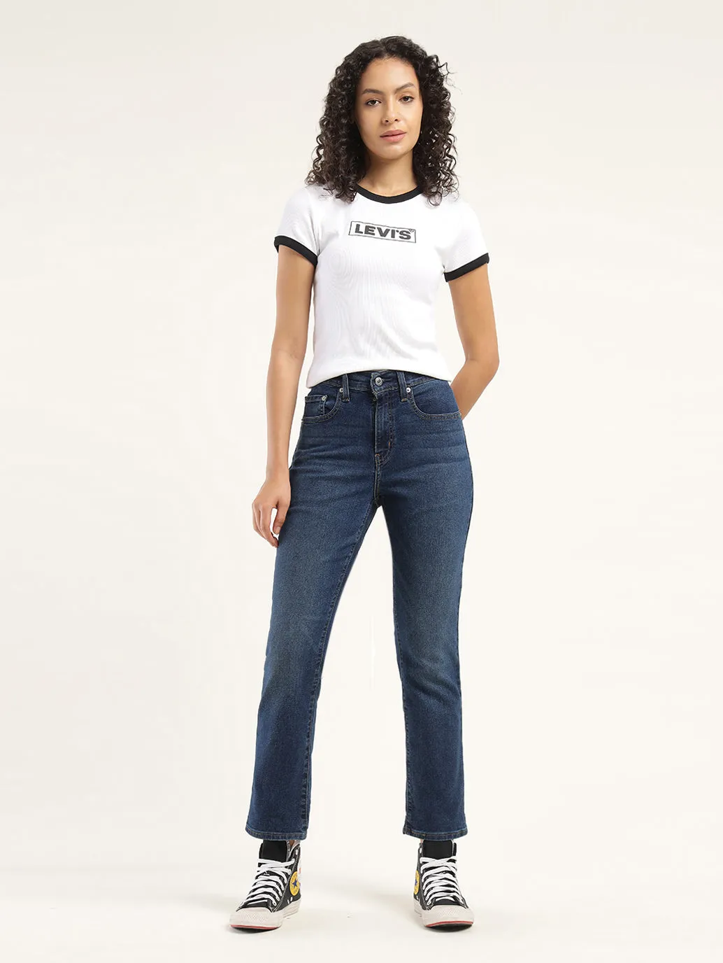 Women's 724 Blue Slim Straight Fit  High Rise Jeans LEVI'S