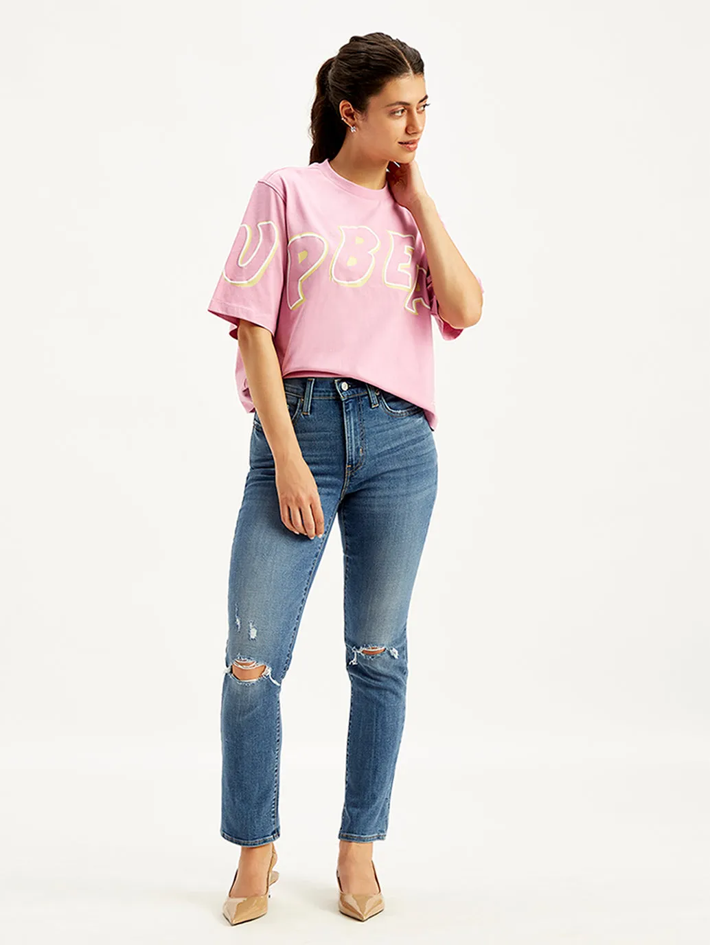 Women's 724 Blue Straight Fit High Rise Jeans LEVI'S
