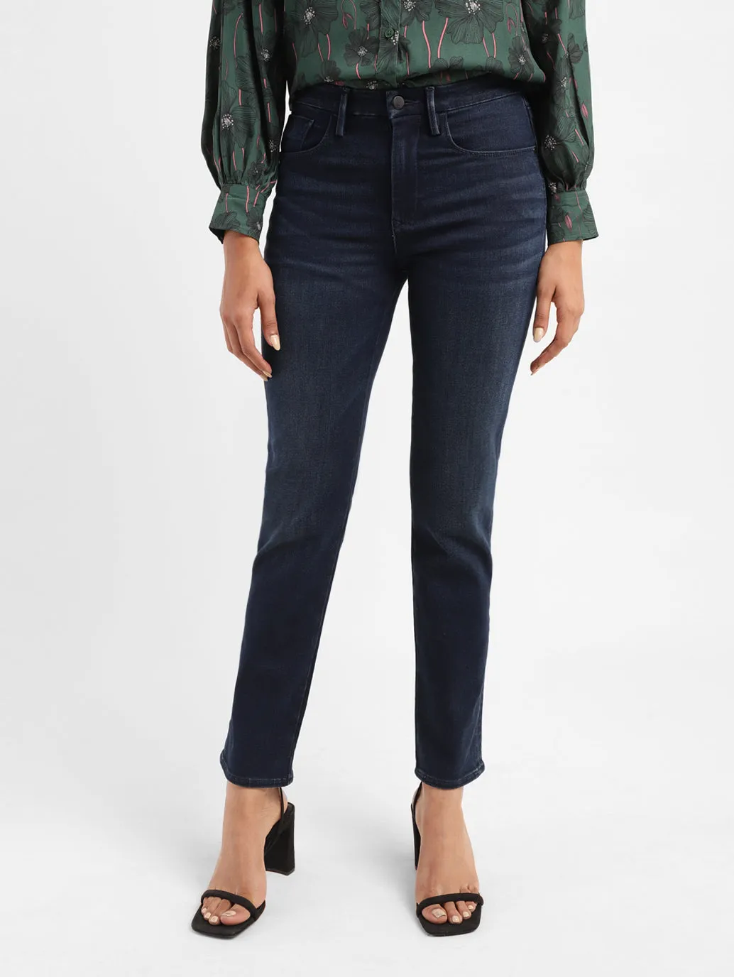 Women's 724 Blue Straight Fit High Rise Jeans LEVI'S