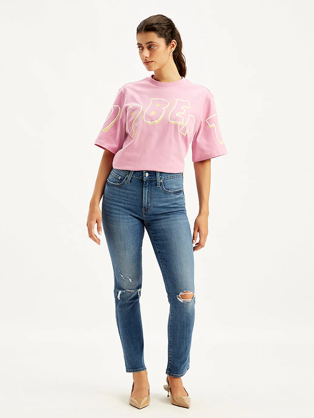 Women's 724 Blue Straight Fit High Rise Jeans LEVI'S