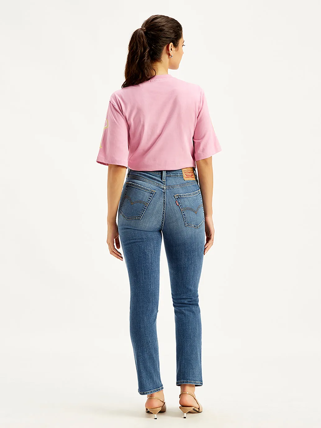 Women's 724 Blue Straight Fit High Rise Jeans LEVI'S