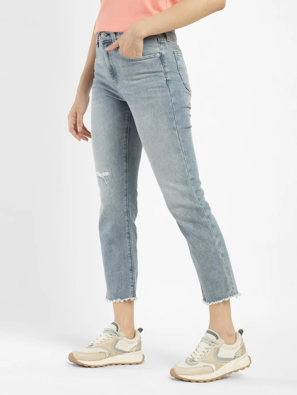 Women's 724 Blue Straight Fit High Rise Jeans LEVI'S