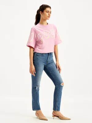 Women's 724 Blue Straight Fit High Rise Jeans LEVI'S