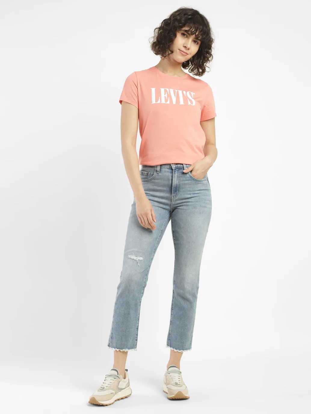 Women's 724 Blue Straight Fit High Rise Jeans LEVI'S