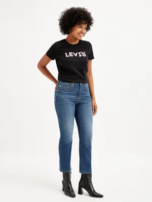 Women's 724 Blue Straight Fit High Rise Jeans LEVI'S