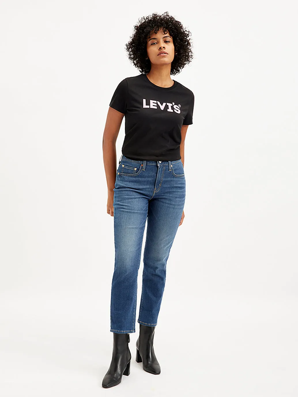 Women's 724 Blue Straight Fit High Rise Jeans LEVI'S