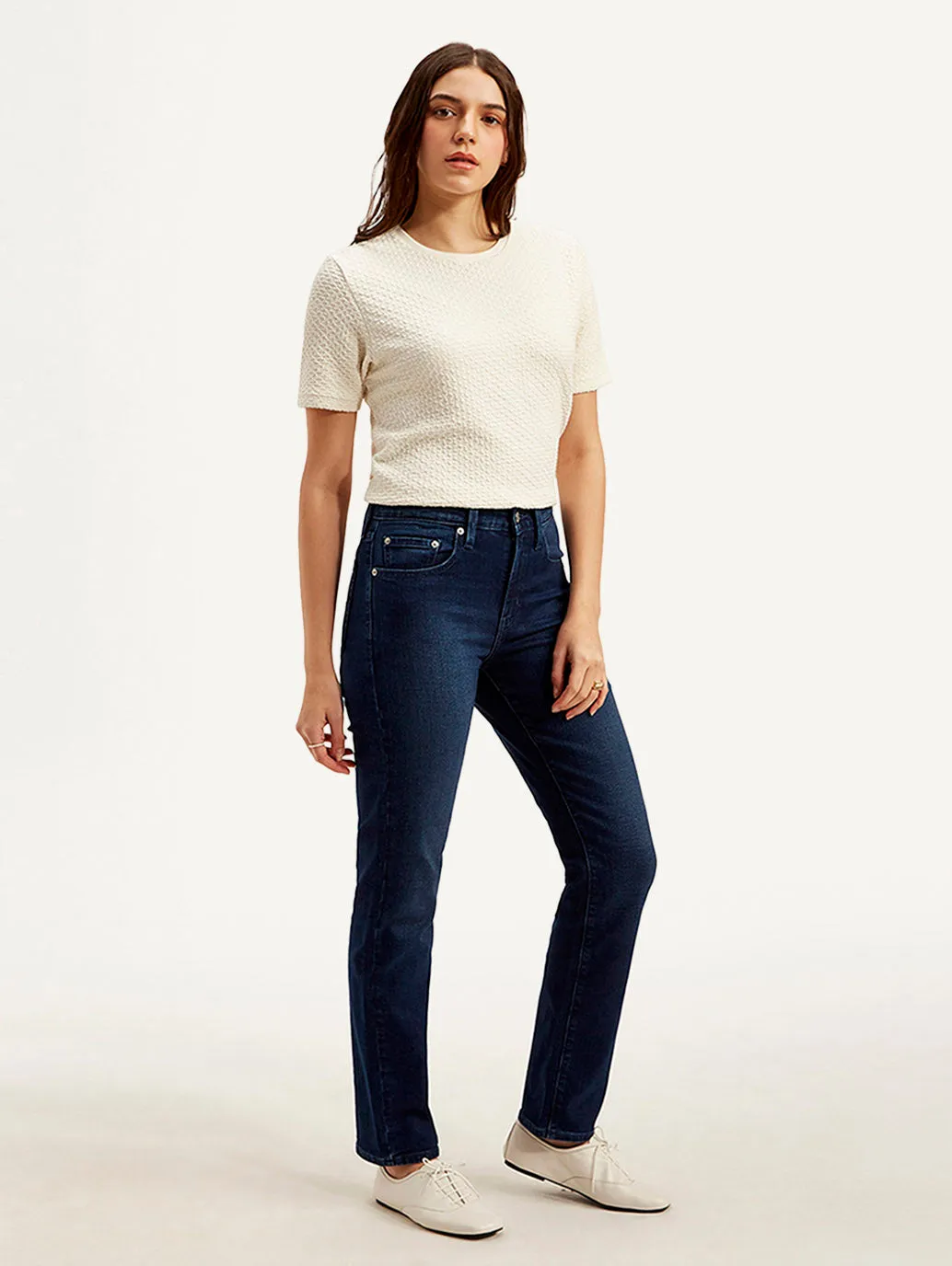Women's 724 Dark Blue Slim Straight Fit High Rise Jeans LEVI'S