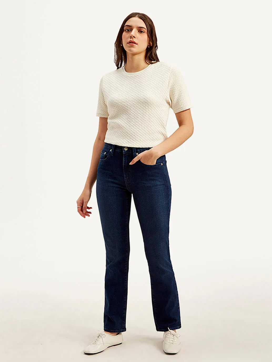 Women's 724 Dark Blue Slim Straight Fit High Rise Jeans LEVI'S