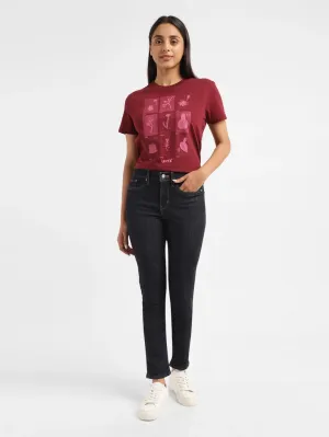 Women's 724 Navy Blue Straight Fit High Rise Jeans LEVI'S